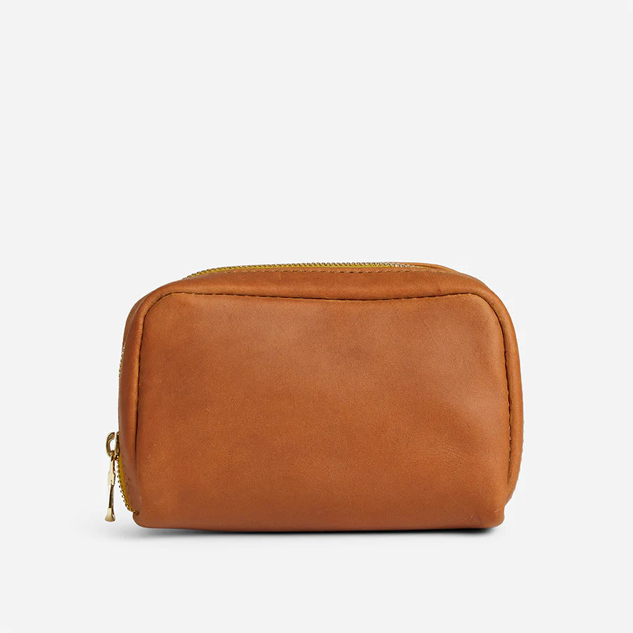 Full Grain Leather Small Zipper Utility Pouch
