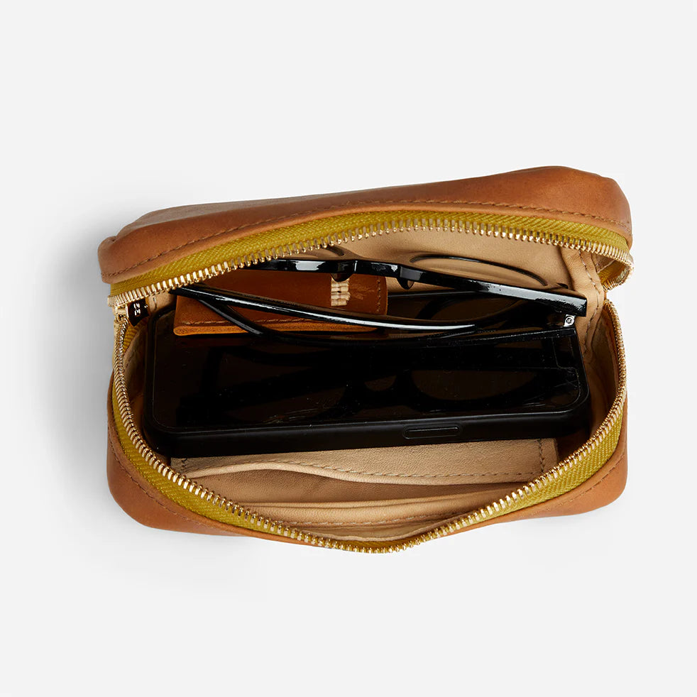 Full Grain Leather Small Zipper Utility Pouch