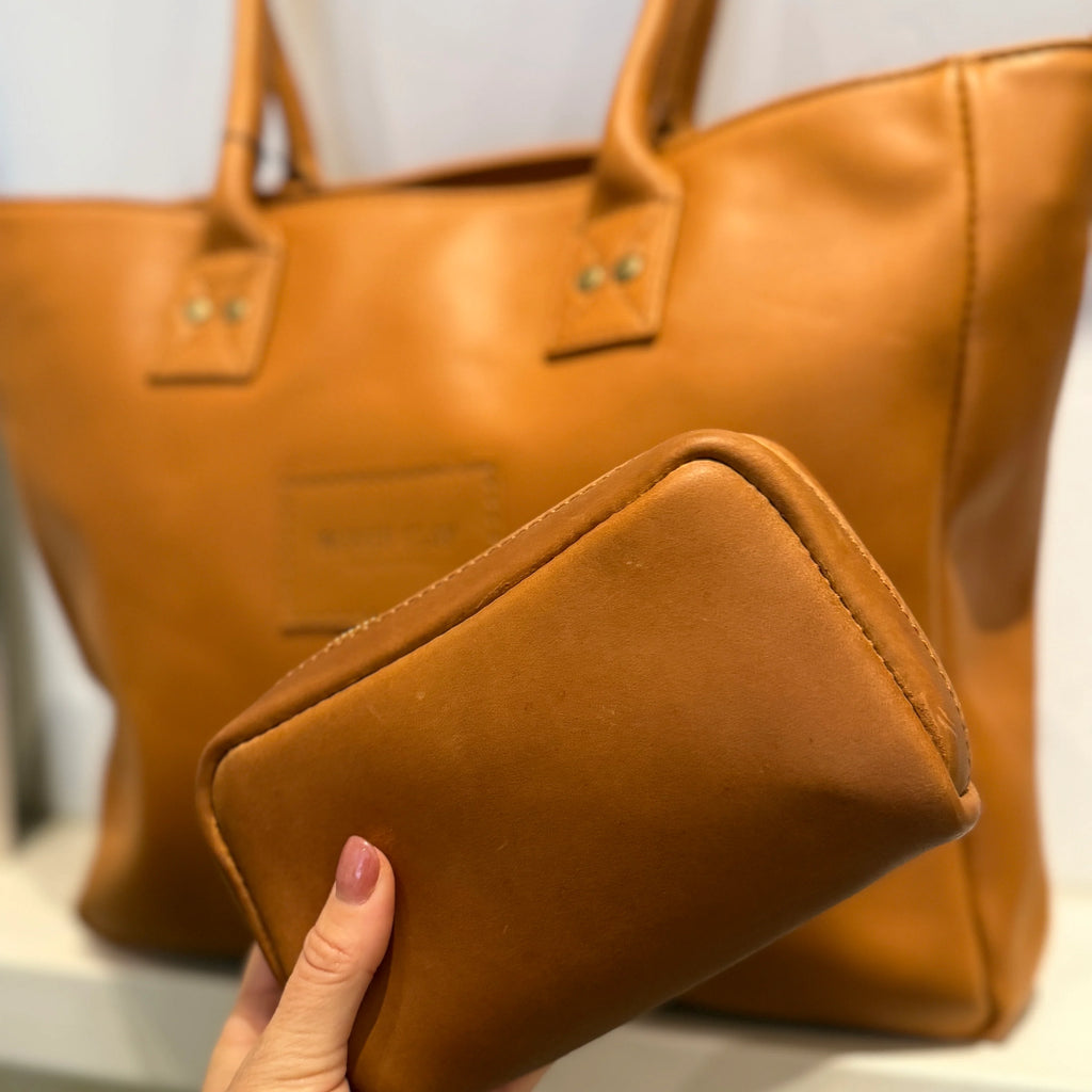 Full Grain Leather Small Zipper Utility Pouch
