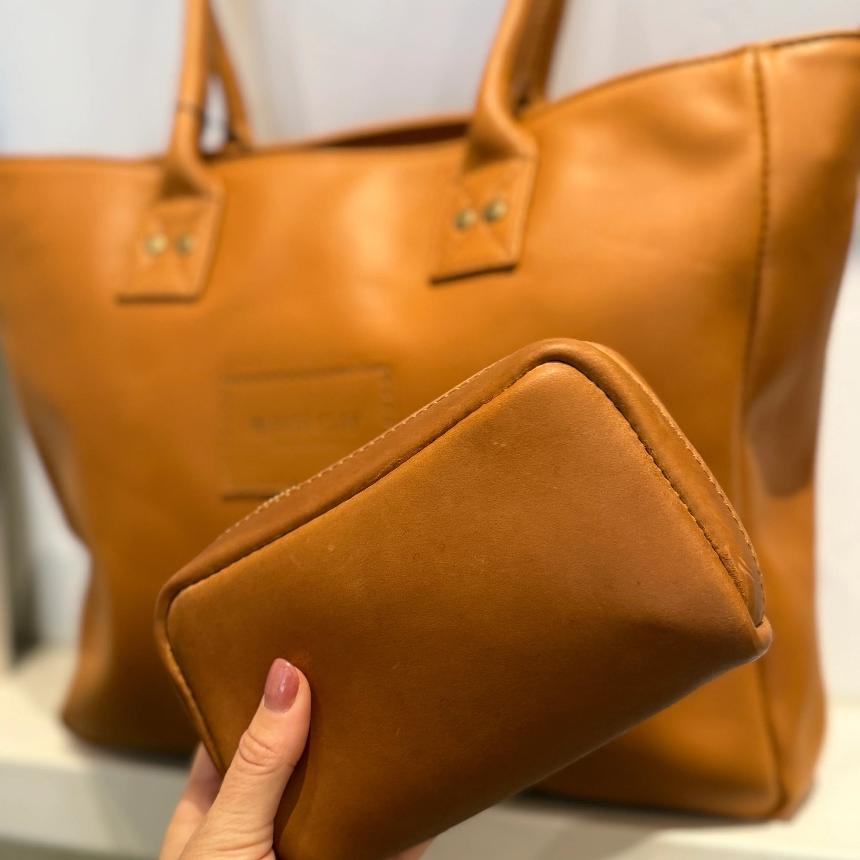 Full Grain Leather Small Zipper Utility Pouch