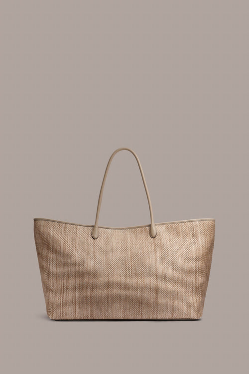Extra Large Woven Raffia Weekend Tote Bag With Bead Charm