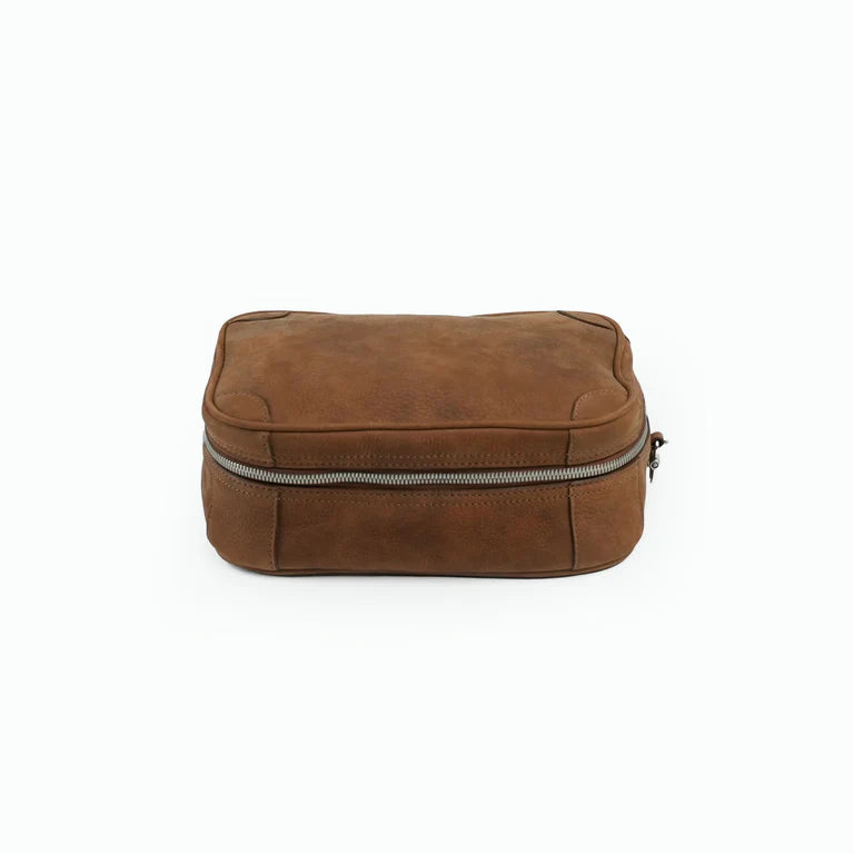 Reinforced Corner Leather Travel Dopp Kit With Quick Release Shackle