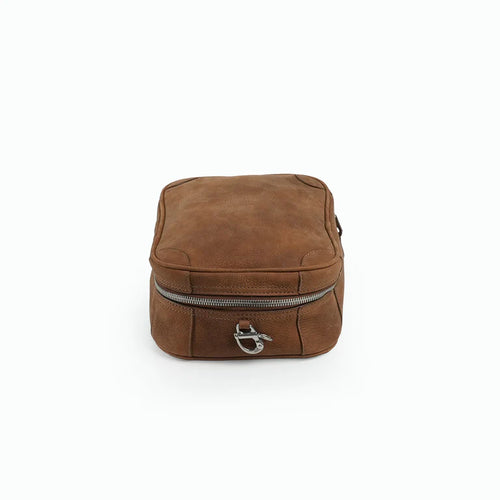 Reinforced Corner Leather Travel Dopp Kit With Quick Release Shackle