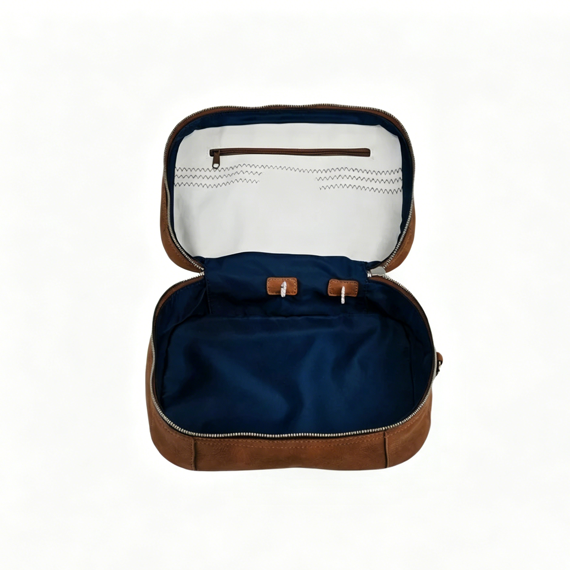 Reinforced Corner Leather Travel Dopp Kit With Quick Release Shackle