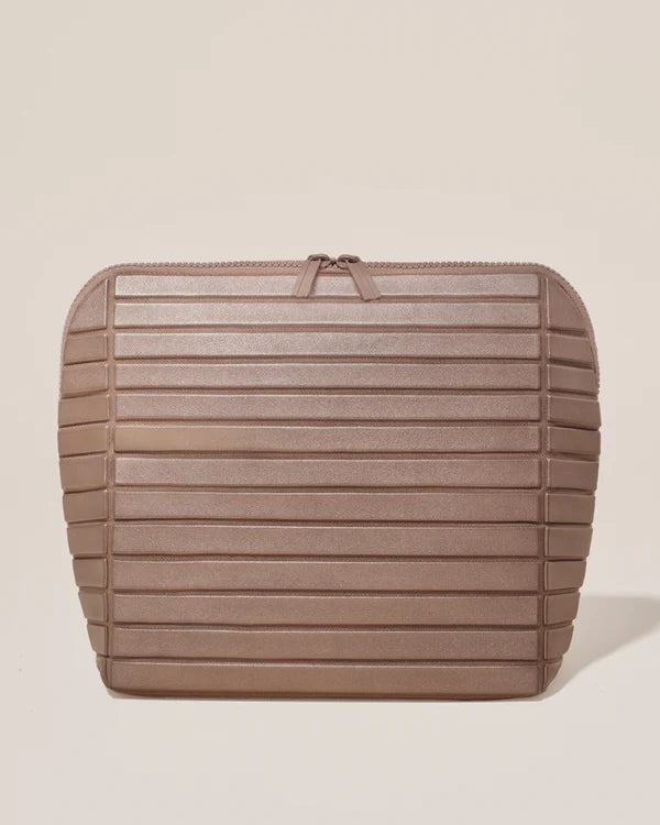 Rigid Horizontal Stripe Foldable Large Travel Makeup Bag
