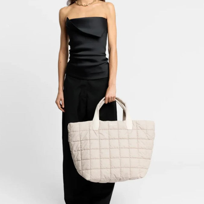Quilted Puffy Nylon Large Weekender Travel Tote Bag