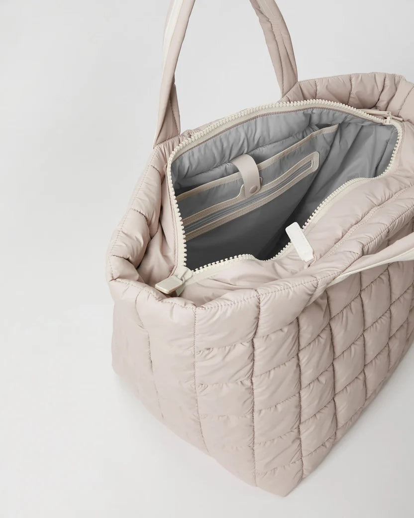 Quilted Puffy Nylon Large Weekender Travel Tote Bag